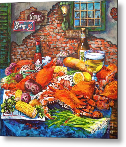 New Orleans Food Metal Print featuring the painting Pontchartrain Crabs by Dianne Parks
