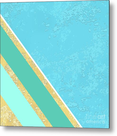 Blue Metal Print featuring the digital art POOL PARTY Diagonal by Melissa A Benson