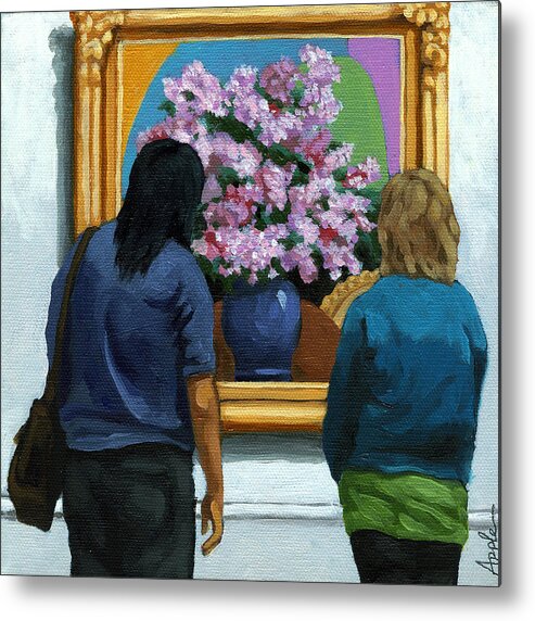 Floral Art Metal Print featuring the painting Portrait Figurative - Lilacs by Linda Apple