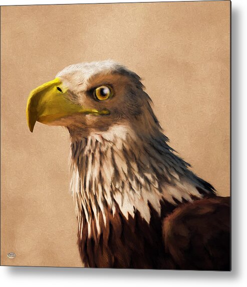 Eagle Head Metal Print featuring the digital art Portrait of an Eagle by Daniel Eskridge