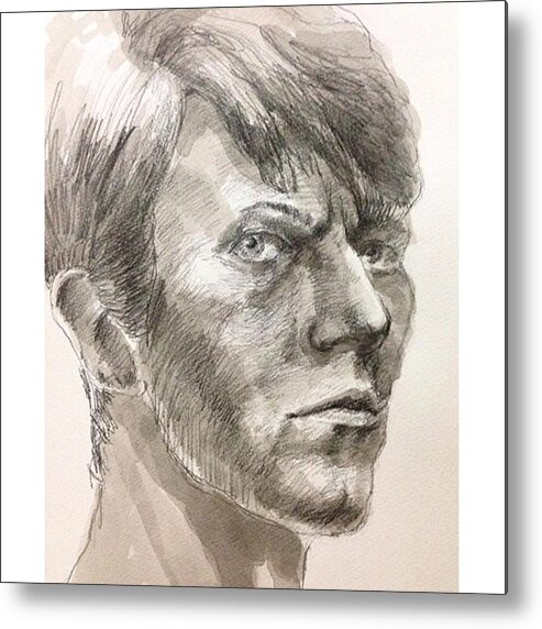Pencil Metal Print featuring the photograph Portrait Of David Bowie/pencil,indian by Naoki Suzuka