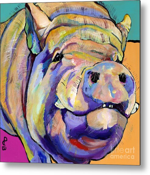 Pig Prints Metal Print featuring the painting Potbelly by Pat Saunders-White