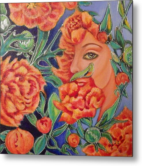 Peonies Metal Print featuring the painting Princess of the Peonies by Linda Markwardt