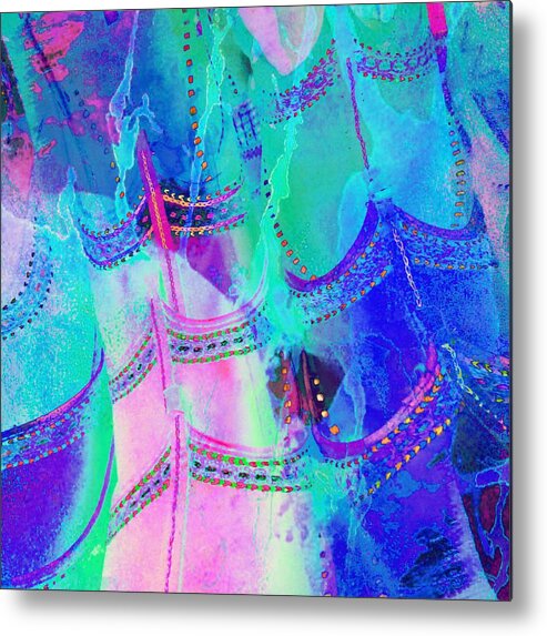 Shopping Metal Print featuring the photograph Psychedelic Blue Shoes Shopping is Fun Abstract Square 4f by Sue Jacobi