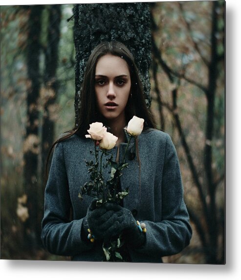 Woman Metal Print featuring the photograph Purity. Forgetting Series by Inna Mosina