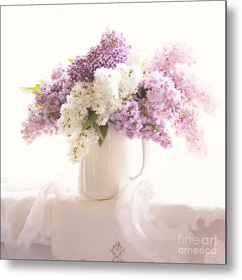 Lilacs Metal Print featuring the photograph Purple and white lilacs still life by Sylvia Cook