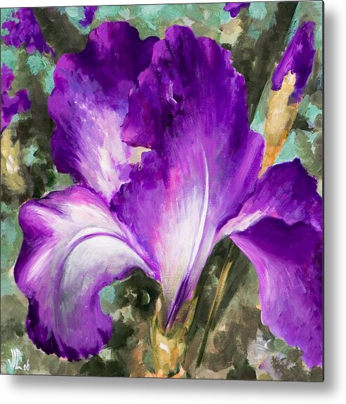 Purple Metal Print featuring the painting Purple Iris by Vali Irina Ciobanu