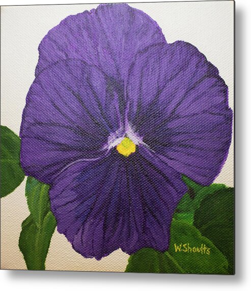 Pansy Metal Print featuring the painting Purple Pansy by Wendy Shoults
