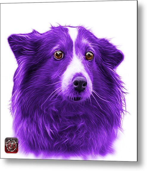 Sheltie Metal Print featuring the mixed media Purple Shetland Sheepdog Dog Art 9973 - WB by James Ahn