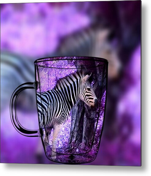Zebra Metal Print featuring the digital art Purple Zebra by Vijay Sharon Govender