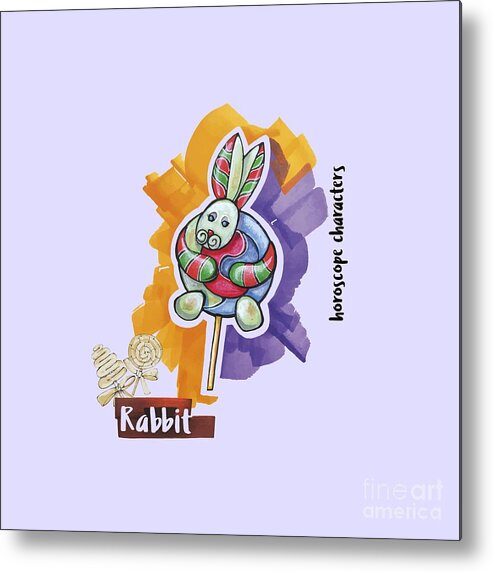 Zodiac Metal Print featuring the drawing Rabbit Horoscope by Ariadna De Raadt