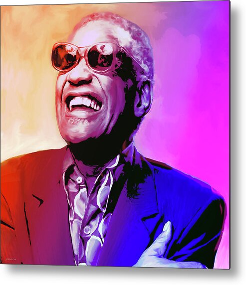 Ray Charles Metal Print featuring the painting Ray Charles by Greg Joens