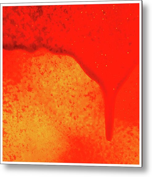 Red And Orange Metal Print featuring the photograph Red Abstract Paint Drips Square II by Tony Grider