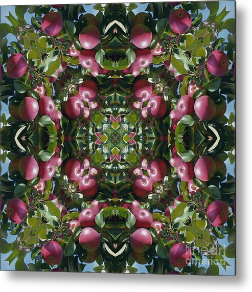 Apple Metal Print featuring the digital art Red Apples Kaleidoscope by Smilin Eyes Treasures