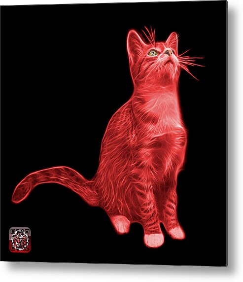 Cat Metal Print featuring the painting Red Cat Art - 3771 BB by James Ahn