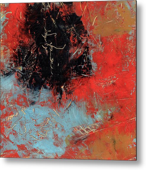 Abstract Metal Print featuring the painting Red Dragon 6 by Marcy Brennan