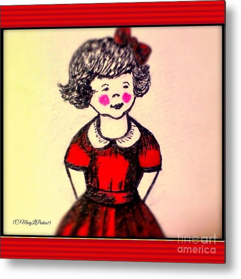  Little Girl Metal Print featuring the mixed media Red Dress by MaryLee Parker