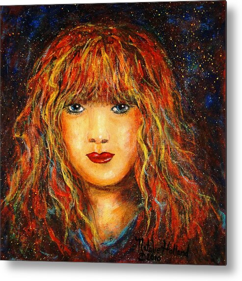 Girl Metal Print featuring the painting Red Flame by Natalie Holland