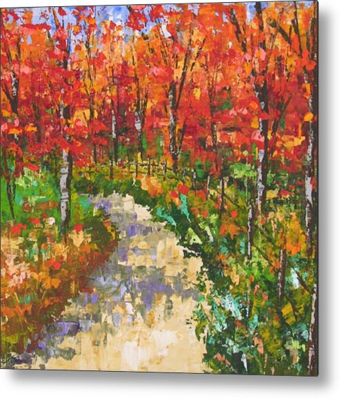 Seascape Metal Print featuring the painting Red forest by Frederic Payet