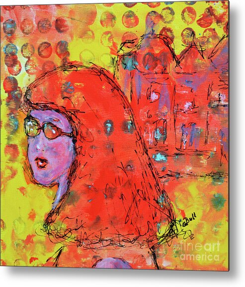 Girl Metal Print featuring the painting Red Hot Summer Girl by Claire Bull