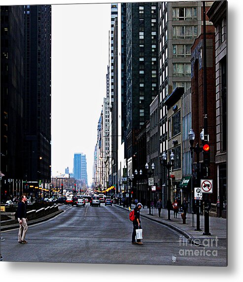 Frank J Casella Metal Print featuring the photograph Red Lights - City of Chicago by Frank J Casella