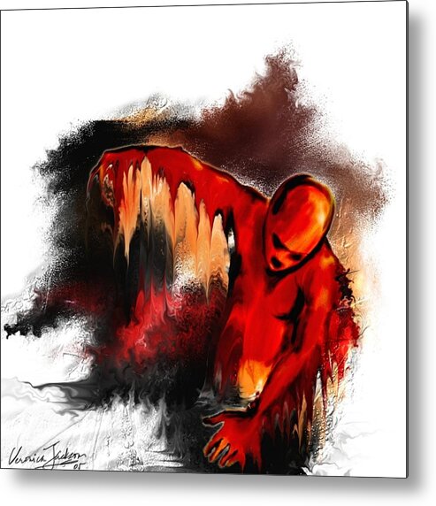 Red Man Passion Sureall Fire Metal Print featuring the digital art Red man by Veronica Jackson