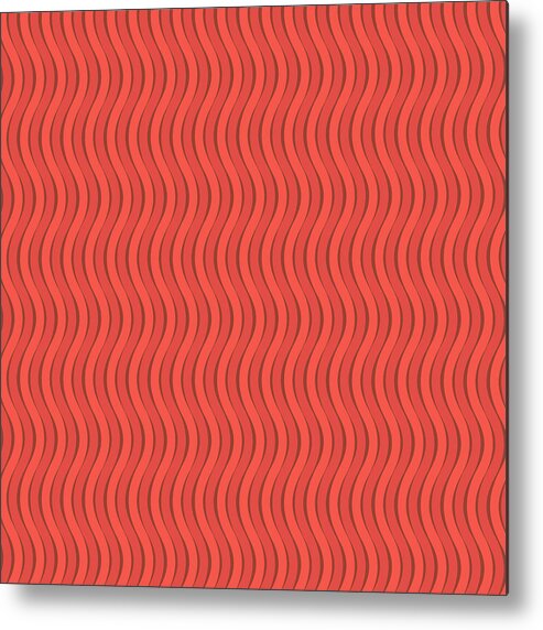 Abstract Metal Print featuring the digital art Red Orange wave by Deborah Runham