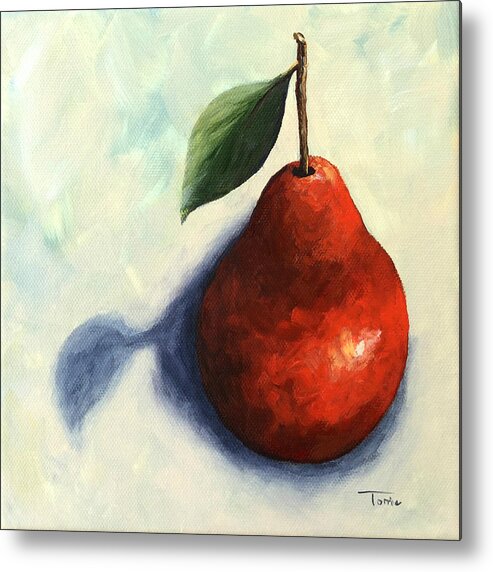 Pear Metal Print featuring the painting Red Pear in the Spotlight by Torrie Smiley