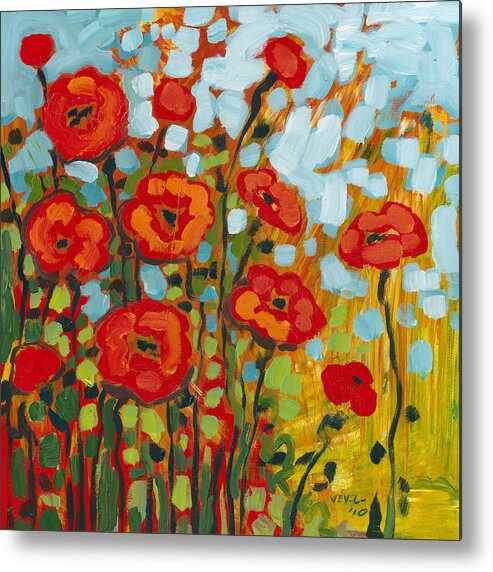 Poppy Metal Print featuring the painting Red Poppy Field by Jennifer Lommers