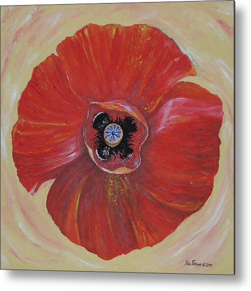 Acrylic Metal Print featuring the painting Red Poppy by Rita Fetisov