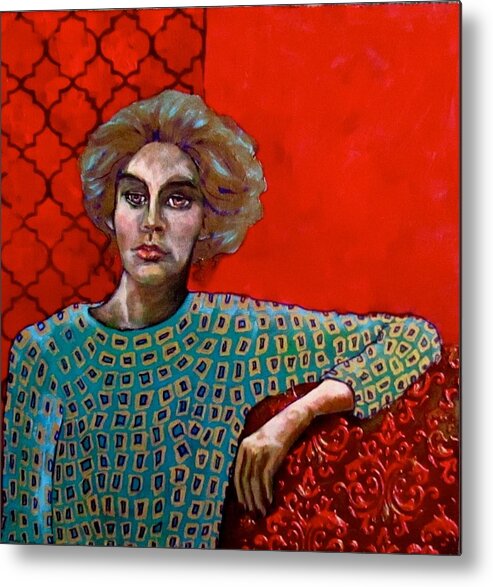 Woman Metal Print featuring the painting Red Room by Barbara O'Toole