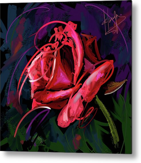 Dc Langer Metal Print featuring the painting Red Rose by DC Langer