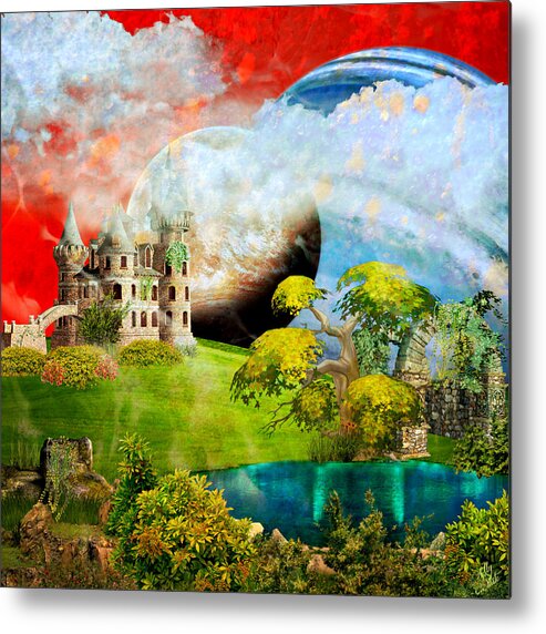 Fantasy Metal Print featuring the painting Red Sky Dreams by Ally White