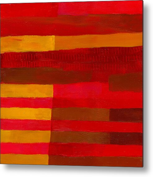 Abstract Art Metal Print featuring the painting Red Stripes 1 by Jane Davies