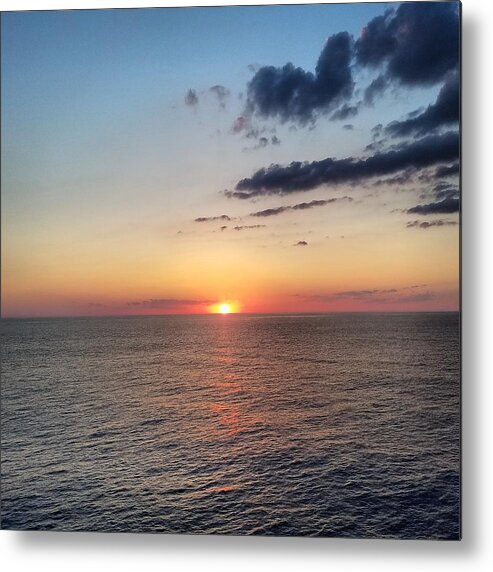 Sunset Metal Print featuring the photograph Red Sunset Over Ocean by Vic Ritchey