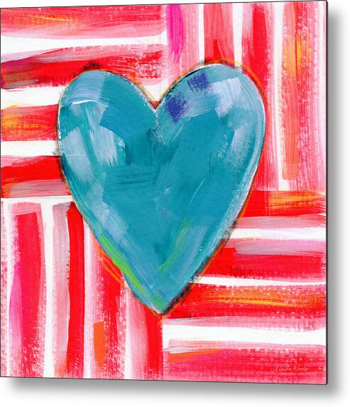 Heart Metal Print featuring the painting Red White and Blue Love- Art by Linda Woods by Linda Woods