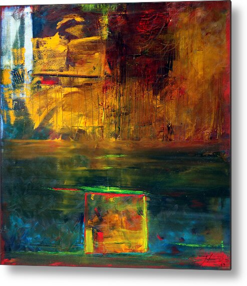 New York City Reflection Red Yellow Blue Green Metal Print featuring the painting Reflections Of New York by Jack Diamond