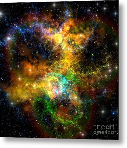 Science Fiction Metal Print featuring the painting Ribbon Nebula by Corey Ford
