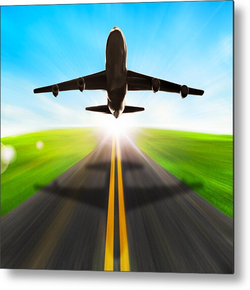 Air Metal Print featuring the photograph Road And Plane by Setsiri Silapasuwanchai