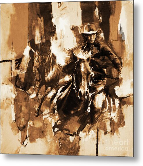  Metal Print featuring the painting Rodeo Woman by Gull G