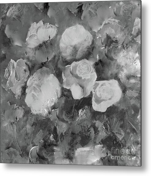 Rose Metal Print featuring the painting Romantic Large Roses by Robin Pedrero