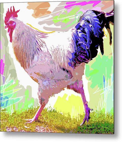 Chicken Metal Print featuring the painting Rooster Strut by David Lloyd Glover