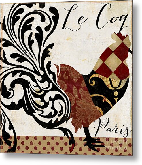 Roosters Metal Print featuring the painting Roosters of Paris II by Mindy Sommers