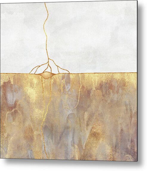 Abstract Metal Print featuring the mixed media Roots by Elisabeth Fredriksson