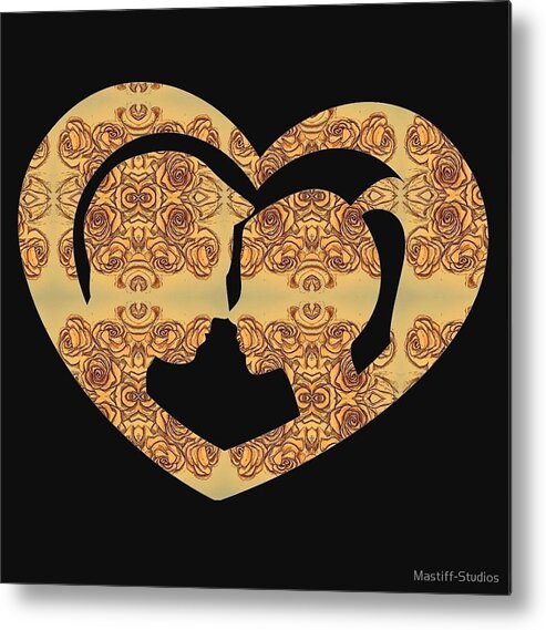 Love Metal Print featuring the mixed media Roses, Hearts, and a Kiss by Mastiff Studios