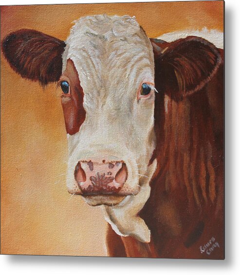 Farm Metal Print featuring the painting Rosie by Laura Carey
