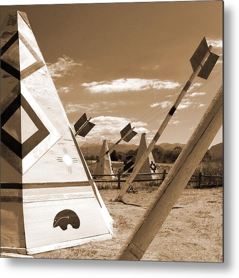 Tee Pee Metal Print featuring the photograph Route 66 - Wig Wam with Large Arrows by Mike McGlothlen