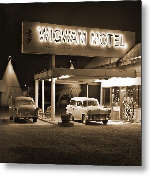 Tee Pee Metal Print featuring the photograph Route 66 - Wigwam Motel by Mike McGlothlen
