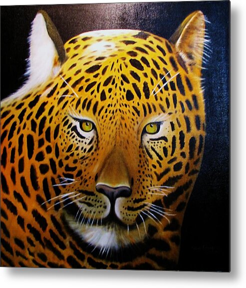 Leopard Metal Print featuring the painting Rowdy by Gene Gregory