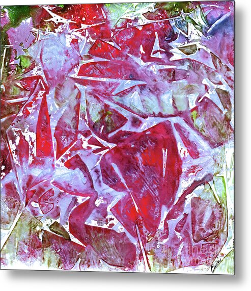 Abstract Metal Print featuring the painting Rubies and Diamonds by Eunice Warfel